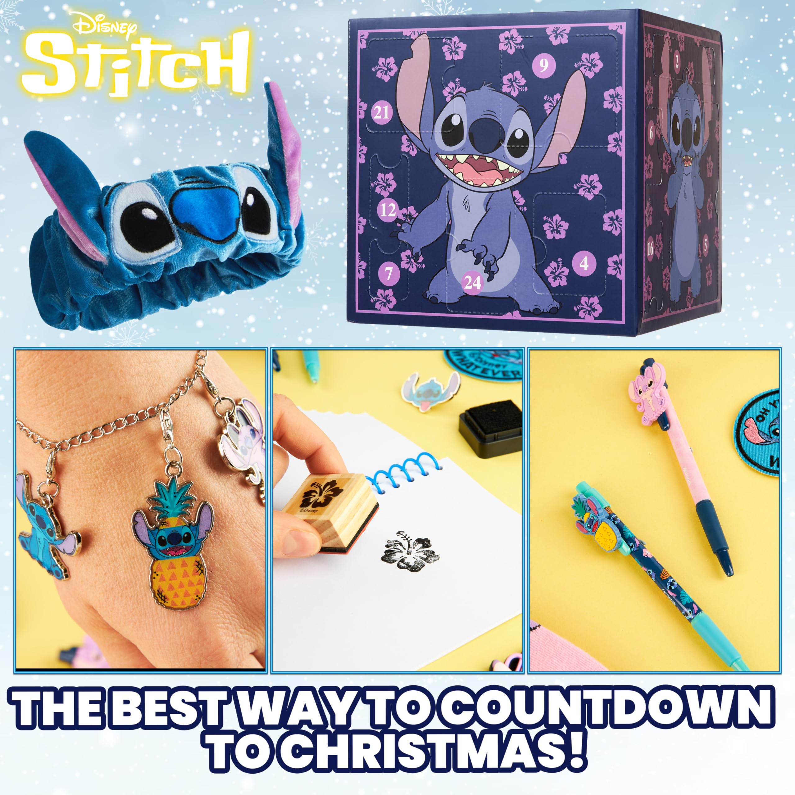 Foto 4 | Calendario De Adviento Disney Stitch 2024 Con Papelería Y Accesorios - Venta Internacional.