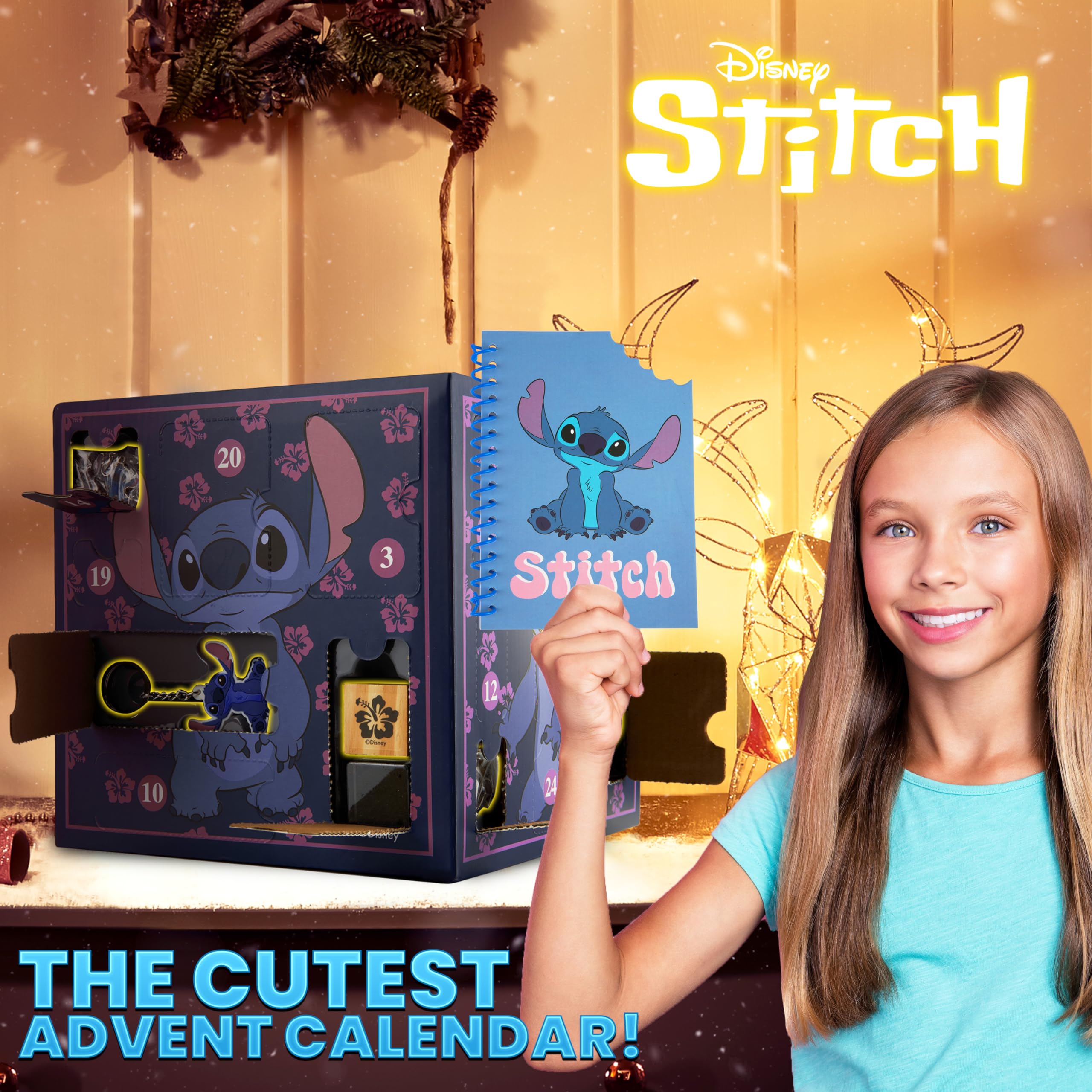 Foto 5 | Calendario De Adviento Disney Stitch 2024 Con Papelería Y Accesorios - Venta Internacional.