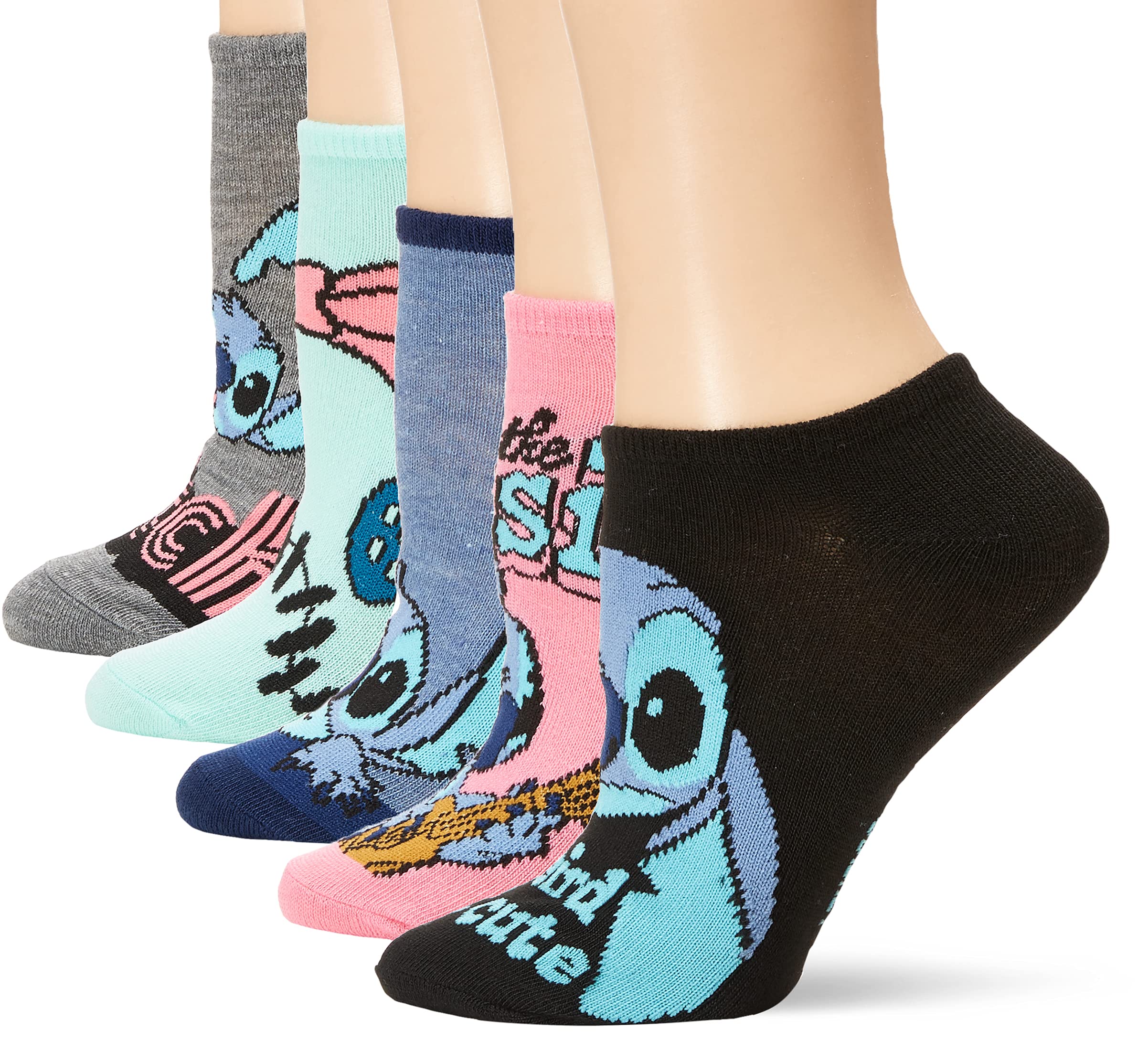 Foto 1 | Pack De 5 Calcetines Disney Lilo & Stitch No Show Para Mujer - Venta Internacional.