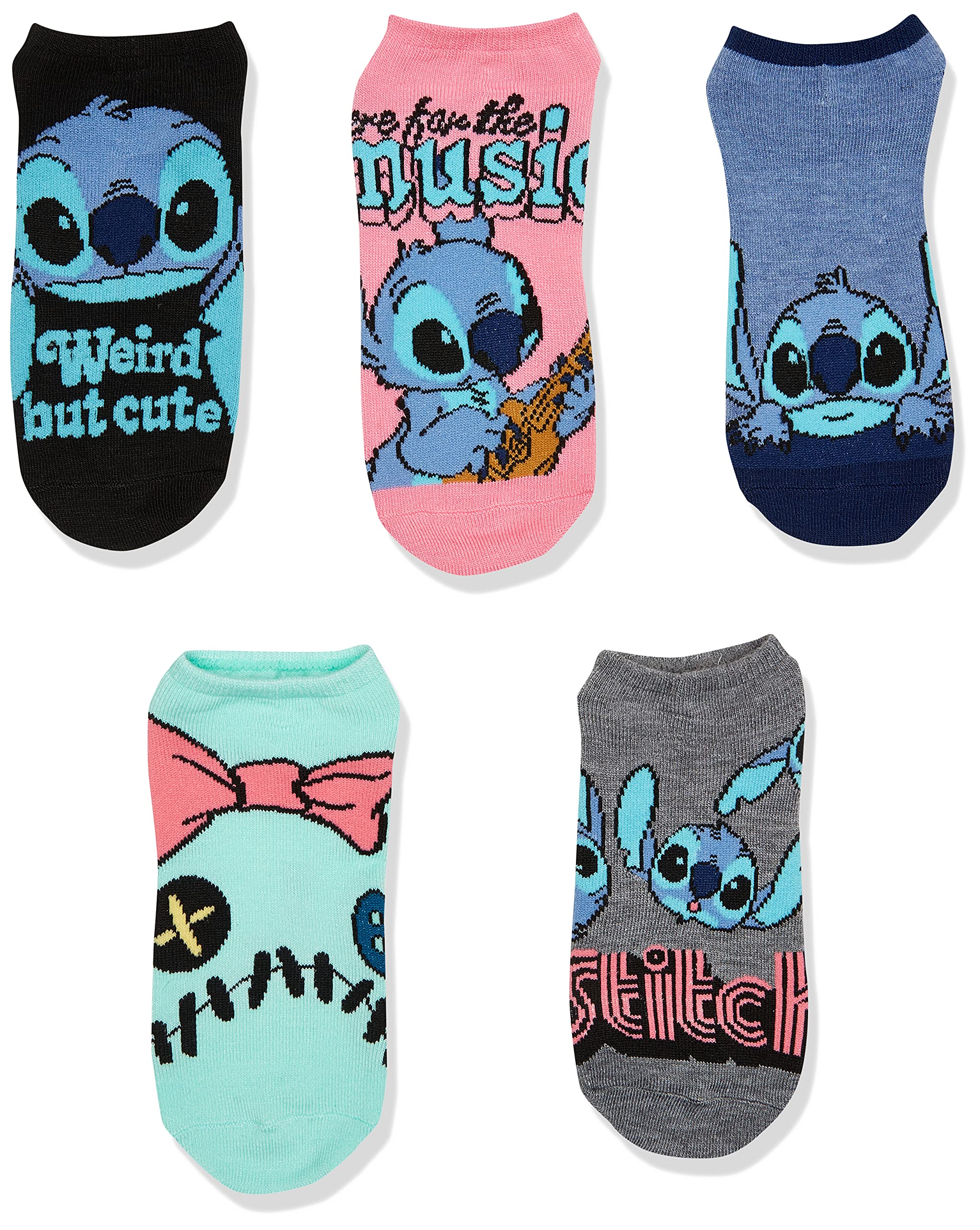 Foto 2 | Pack De 5 Calcetines Disney Lilo & Stitch No Show Para Mujer - Venta Internacional.