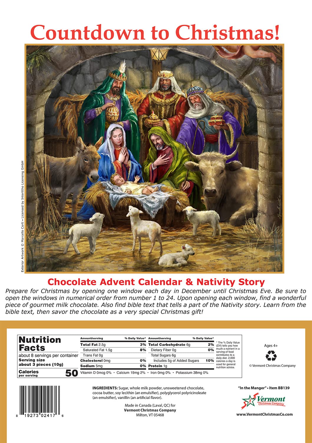Foto 3 pulgar | Calendario De Adviento Vermont Christmas Company In The Manger - Venta Internacional.