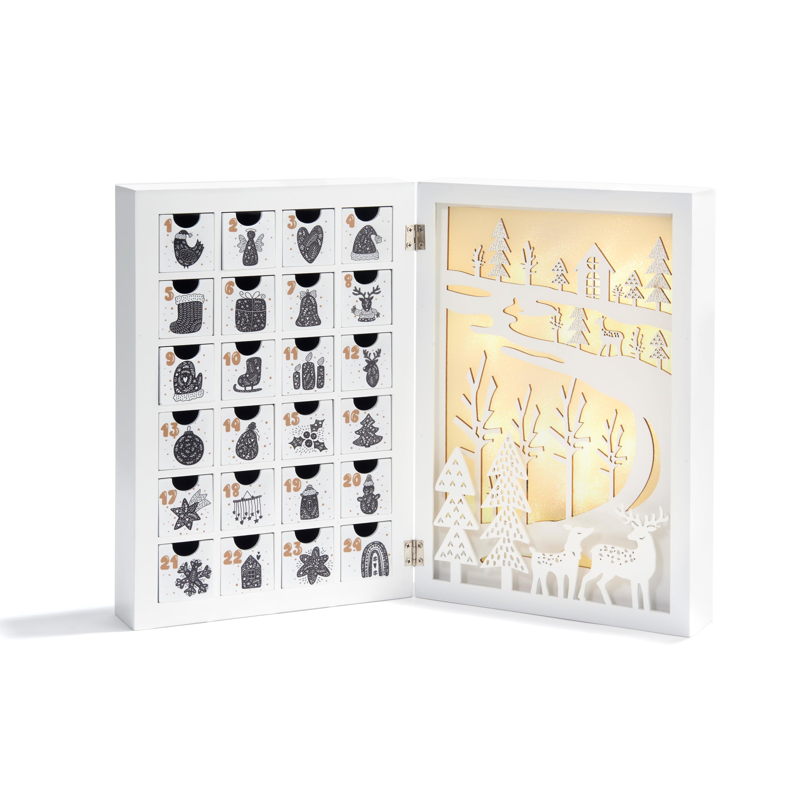 Foto 2 | Calendario De Adviento Lamplust De Madera Con Cajones De 30 Cm Y Luces - Venta Internacional.