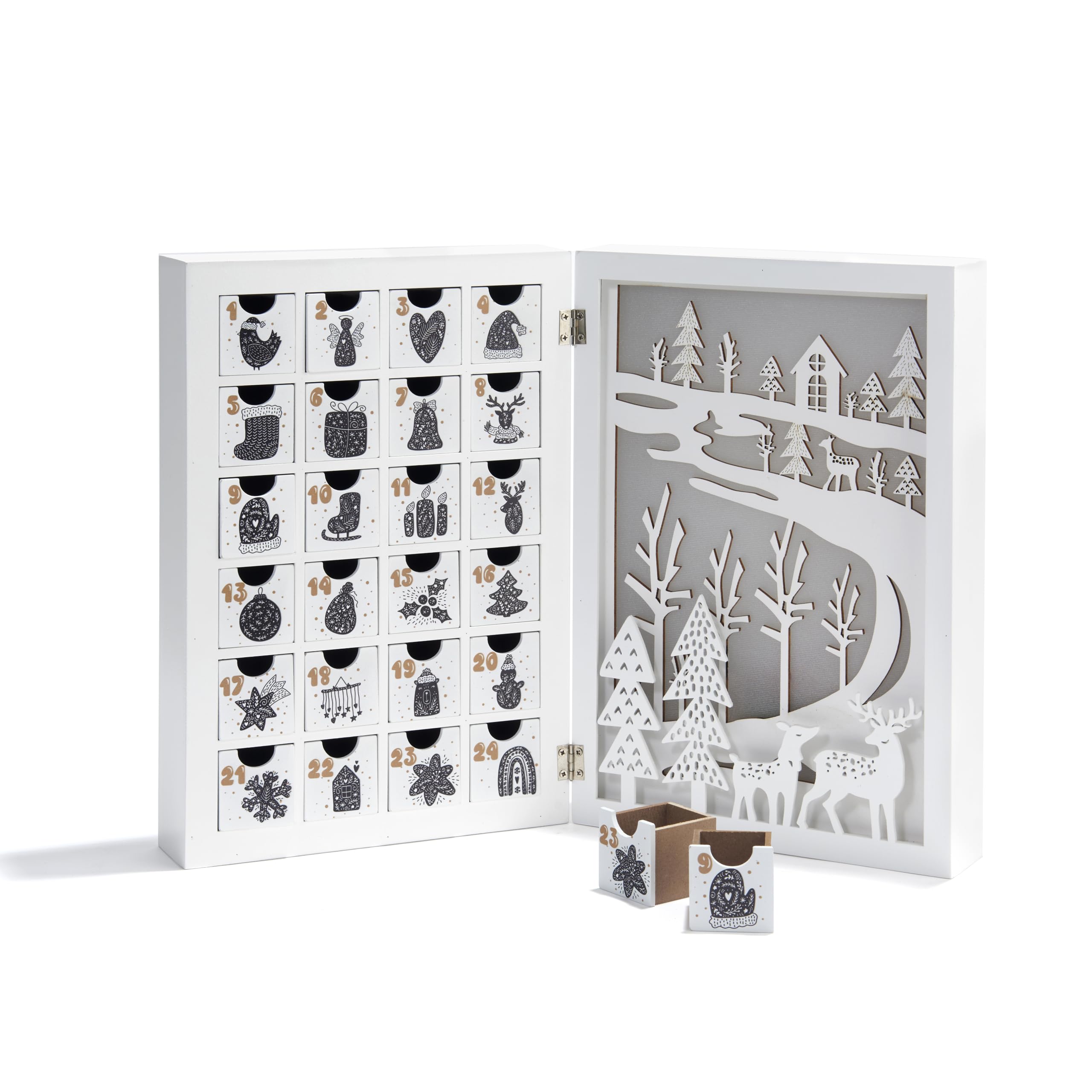 Foto 3 | Calendario De Adviento Lamplust De Madera Con Cajones De 30 Cm Y Luces - Venta Internacional.