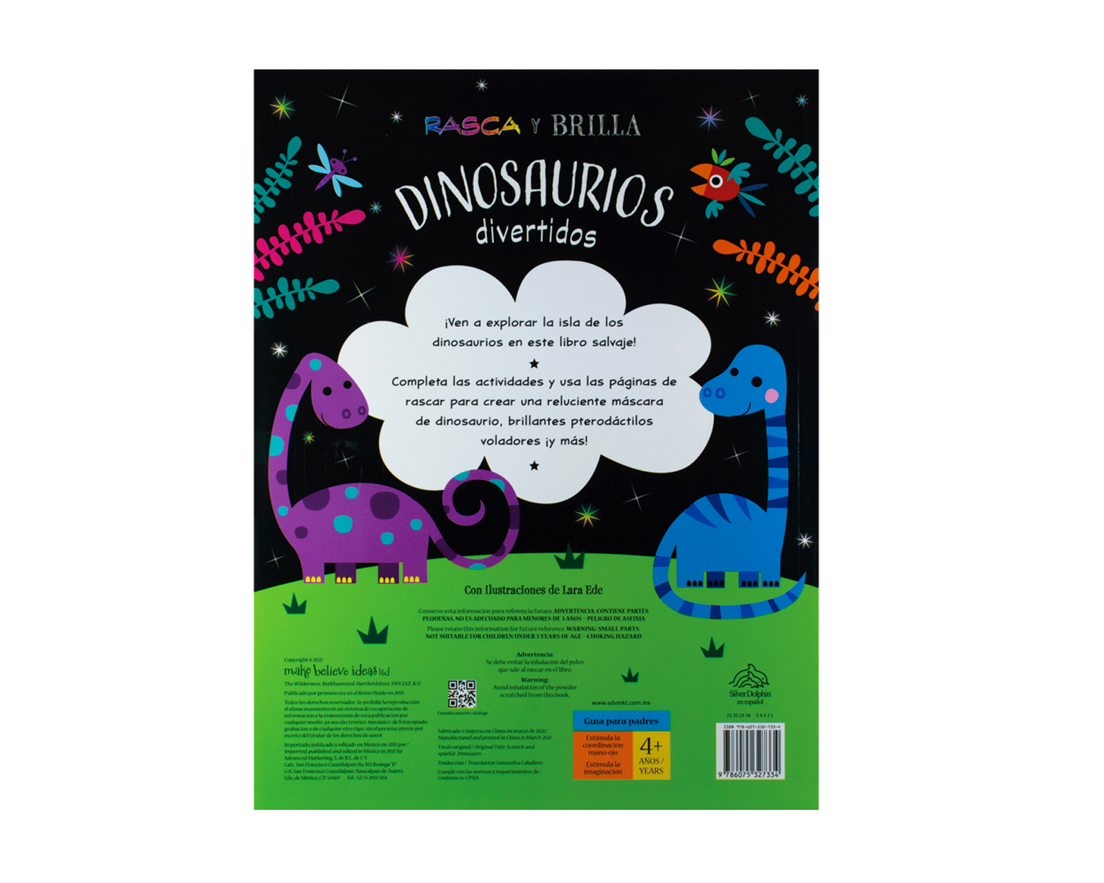 Foto 3 pulgar | Libro Rasca Y Brilla Dinosaurios Divertidos Editorial Silver Dolphin