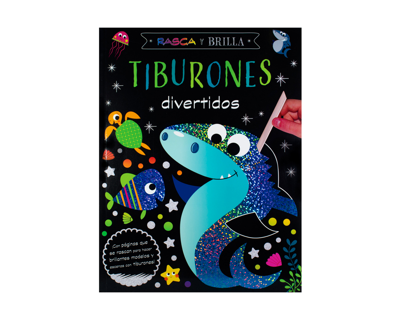Foto 2 pulgar | Libro Rasca Y Brilla Tiburones Divertidos Editorial Silver Dolphin