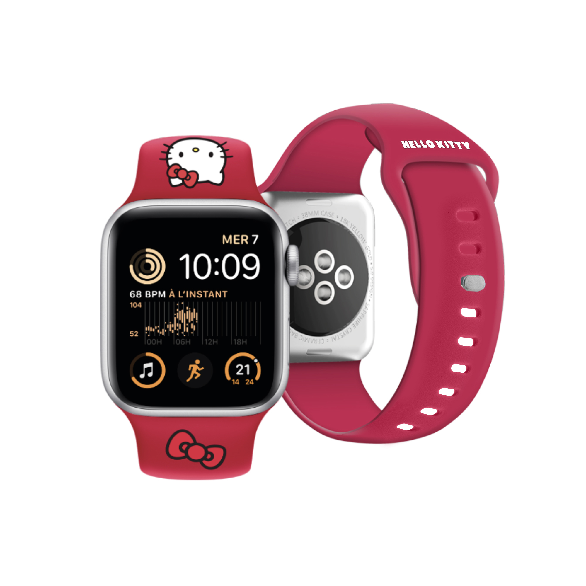 Correa Hello Kitty Silicon Para Apple Watch 38/40 Mm Roja