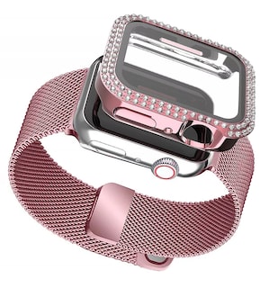 Foto 4 | Correa de Acero + Case Protector Apple Watch Smart Watch 40 mm / Series 4/5/6/se Rosa