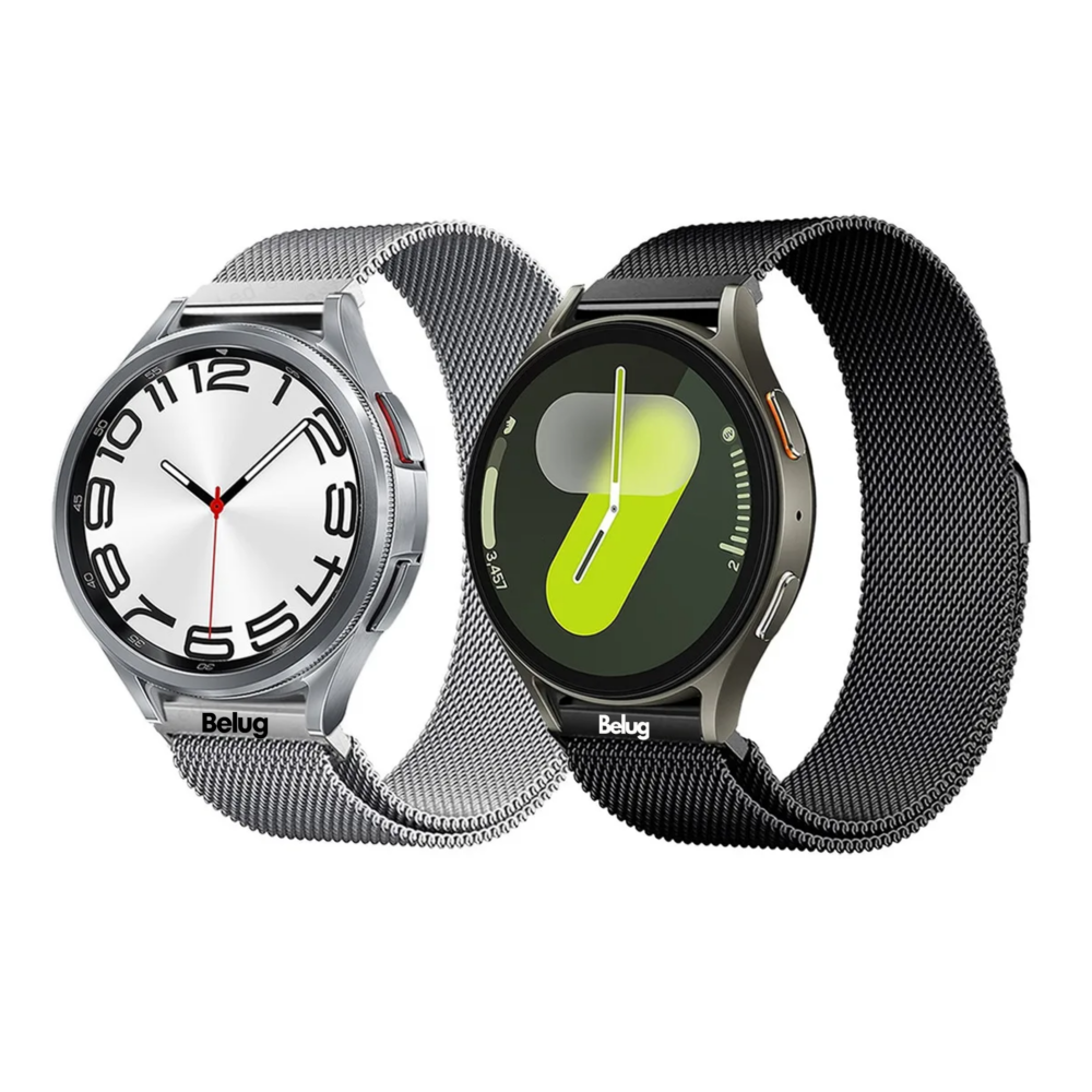 Foto 2 pulgar | 2 Correas De 20mm Para Relojes Smartwatch  Belug Acero Milanesa Ancho De La Correa 20 Mm Color Negro/plata