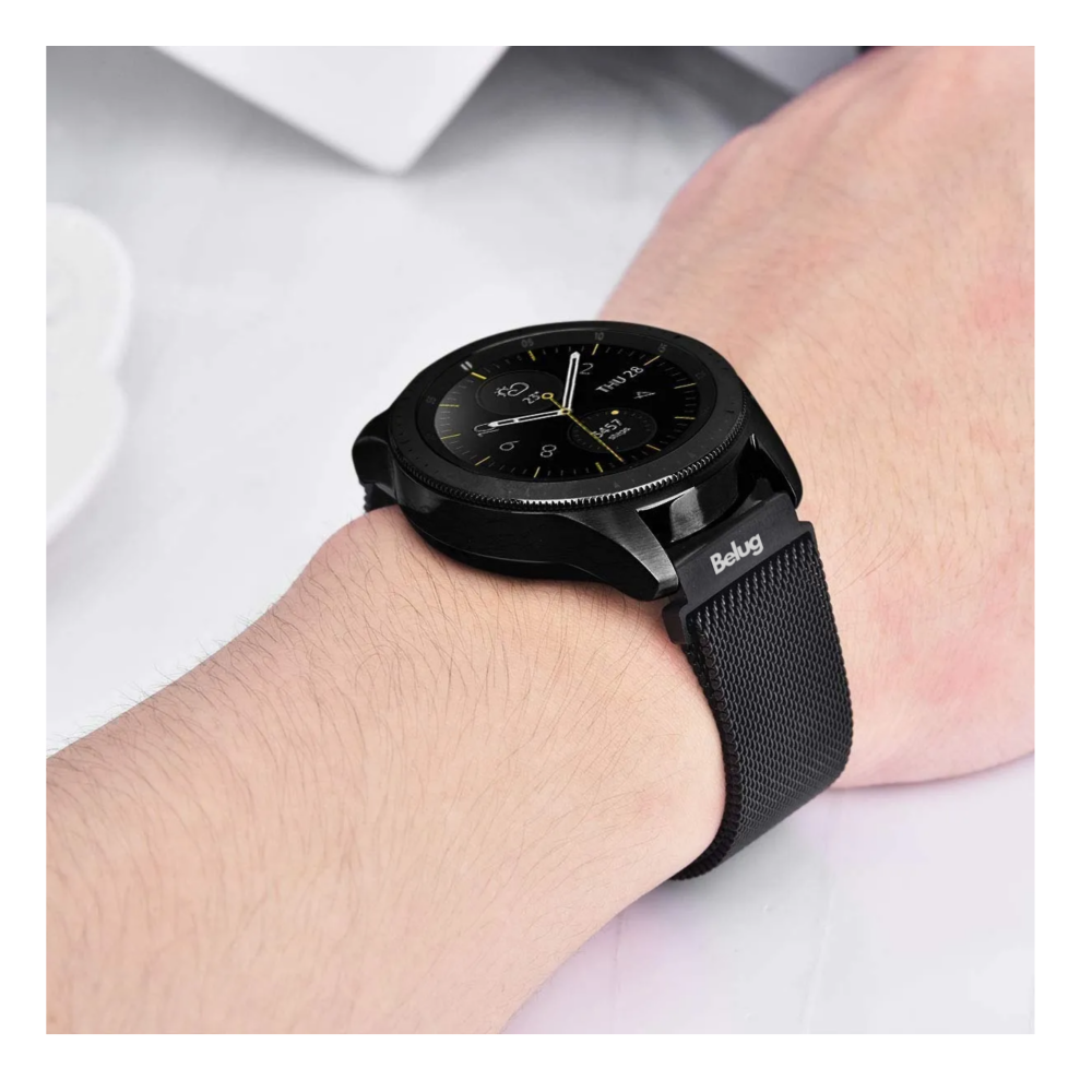 Foto 4 pulgar | 2 Correas De 20mm Para Relojes Smartwatch  Belug Acero Milanesa Ancho De La Correa 20 Mm Color Negro/plata