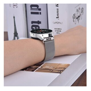 Foto 4 | 2 Correas De 20mm Para Relojes Smartwatch Belug Acero Milanesa Ancho De La Correa 20 Mm Color Negro/plata