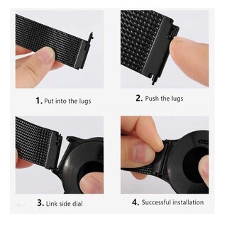 Foto 5 | 2 Correas De 20mm Para Relojes Smartwatch Belug Acero Milanesa Ancho De La Correa 20 Mm Color Negro/plata