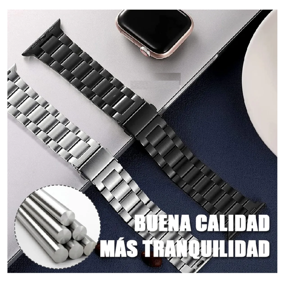 Foto 2 | 2pzs Correa De Acero Para Apple Watch Serie 9 8 7 6 Se Ultra  Belug, Negro Gris