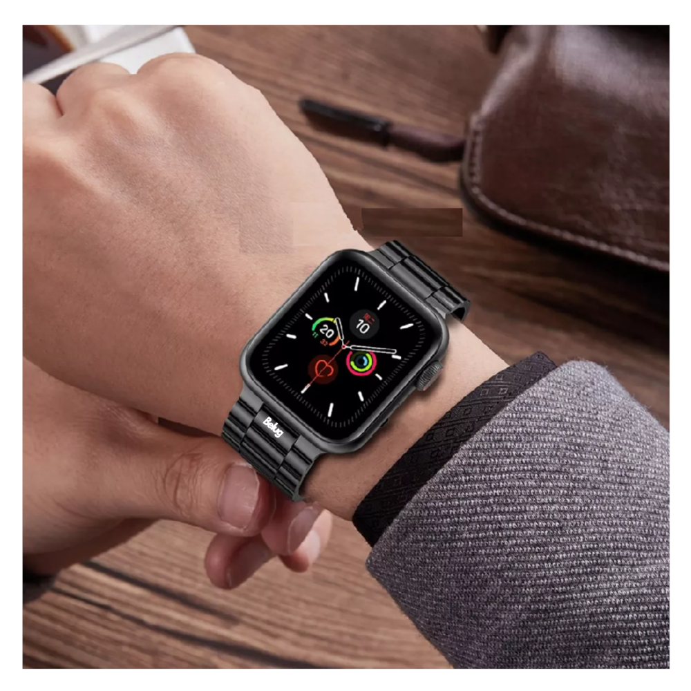 Foto 4 pulgar | 2pzs Correa De Acero Para Apple Watch Serie 9 8 7 6 Se Ultra  Belug, Negro Gris