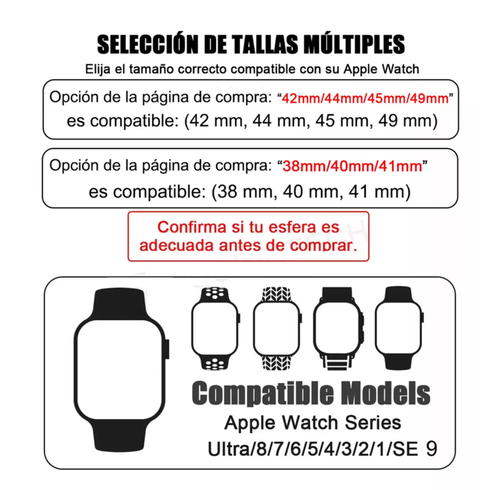 Foto 6 pulgar | 2pzs Correa De Acero Para Apple Watch Serie 9 8 7 6 Se Ultra  Belug, Negro Gris