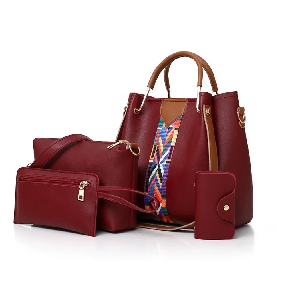 Set de 4 Bolsos Comodo color Rojo para Mujer Modernos de Alta Calidad Rojo