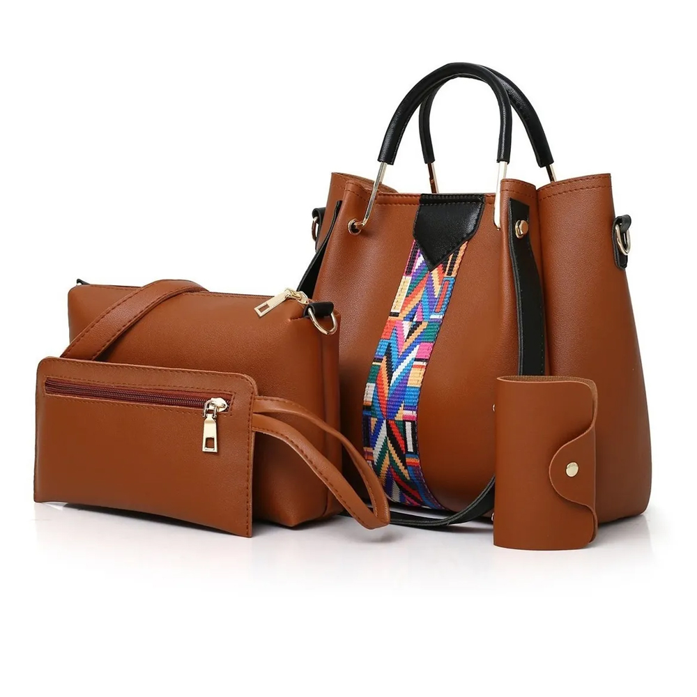 Set 4 Bolsos Comodo color Café para Mujer Alta Calidad