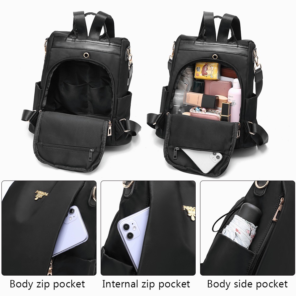 Foto 4 pulgar | Mochila Oxford Impermeable con Correas para Dama color Negro
