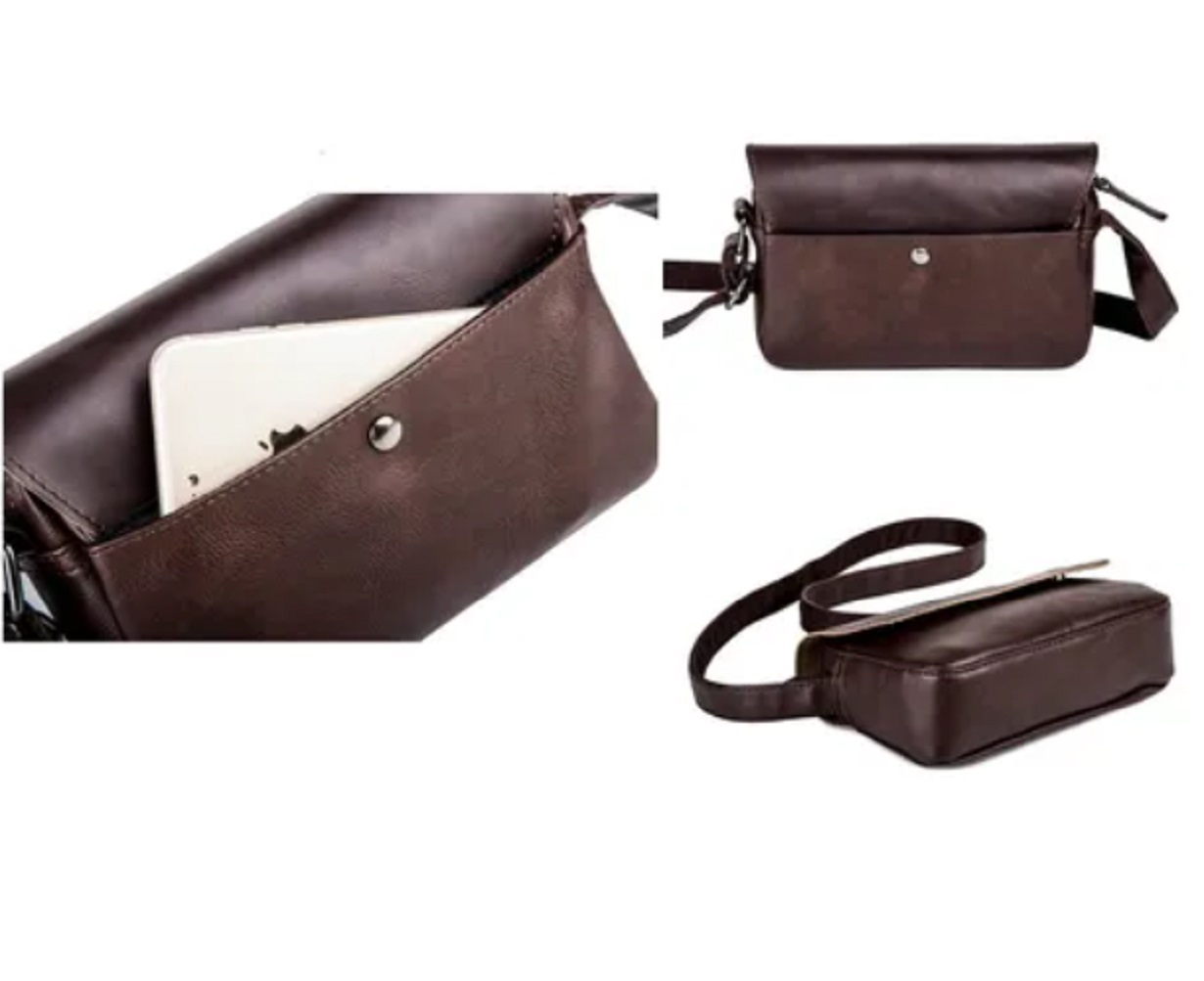 Foto 4 pulgar | Bolsa Bandolera Malubero color Café para Hombre de Piel Impermeable