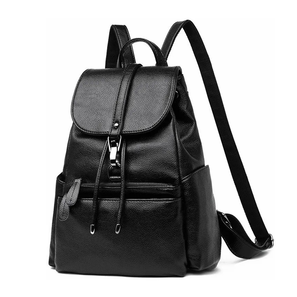 Mochila Impermeable Antirrobo de Cuero color Negro