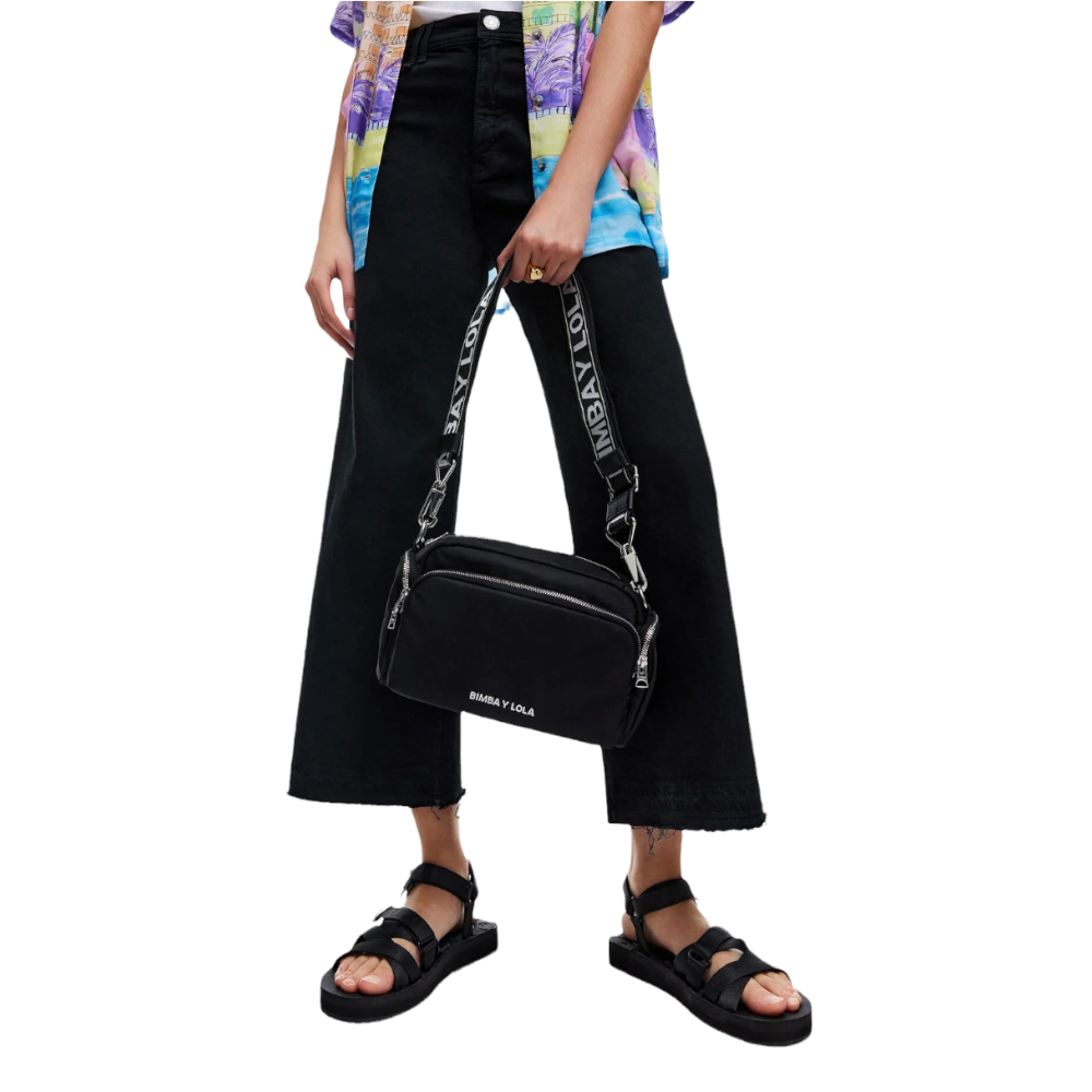 Foto 2 | Bolso Bandolera M Nylon color Negro Bimba y Lola Harness Silver