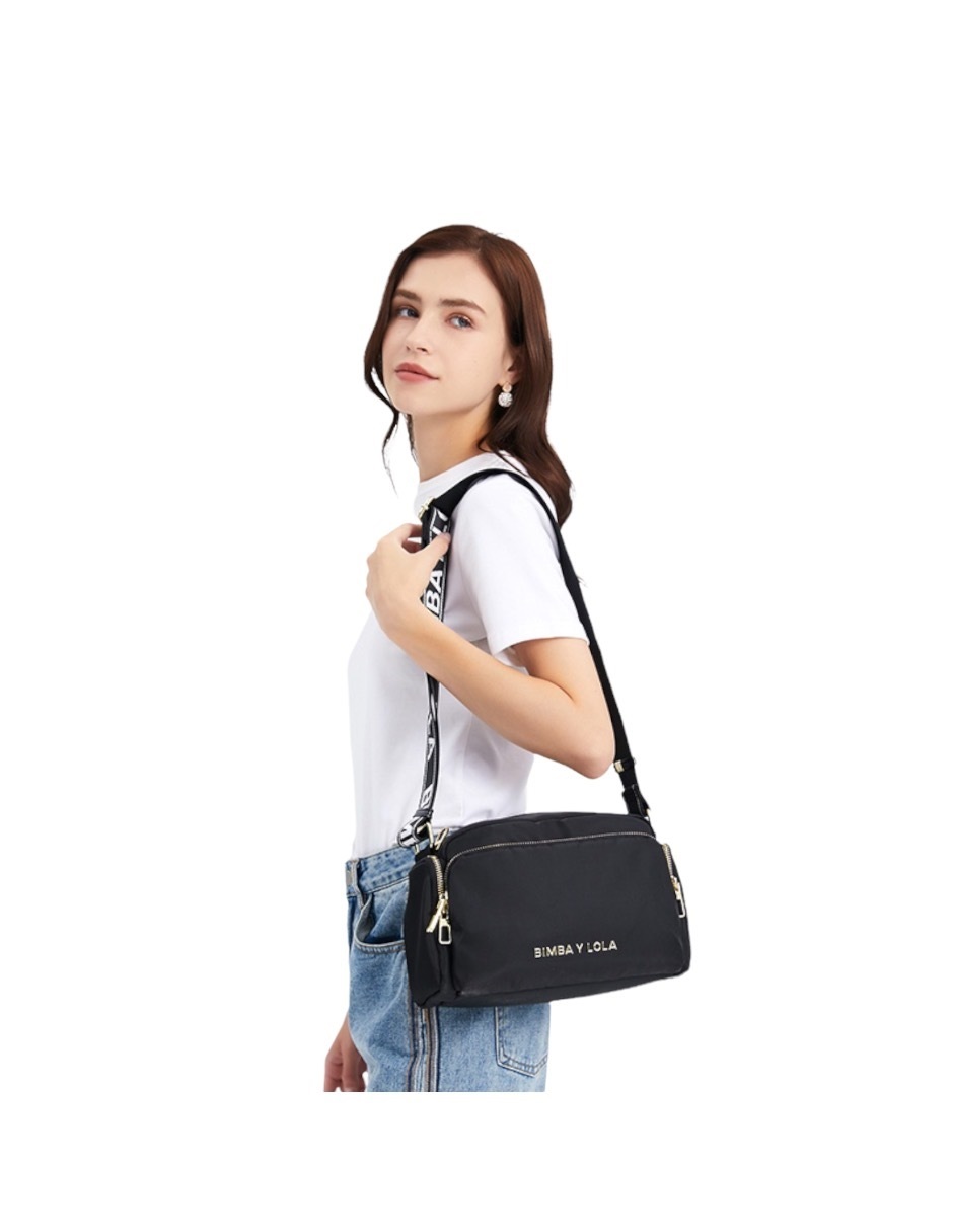 Foto 4 pulgar | Bolsa Bandolera Bimba y Lola Logo Plata Negro