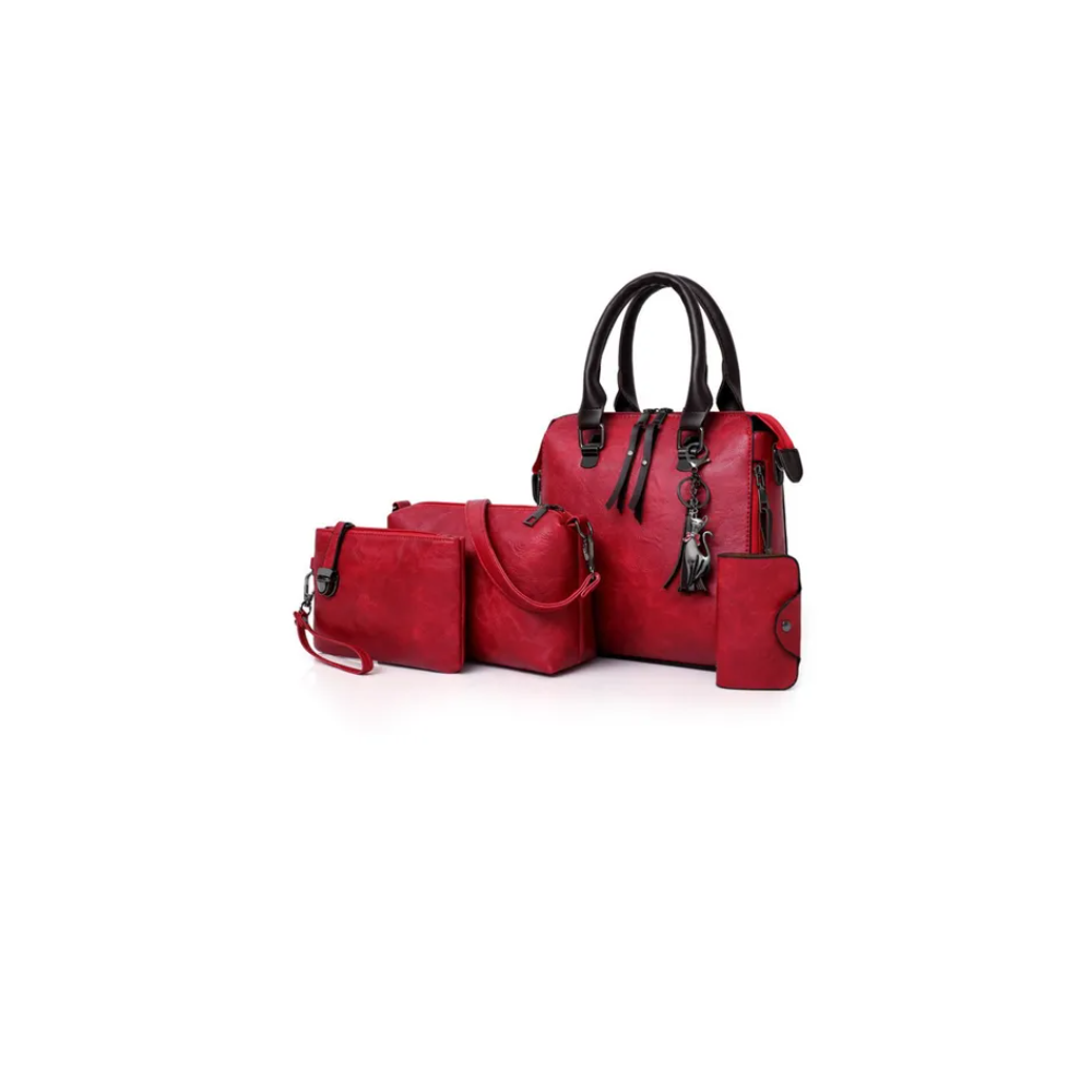 Foto 2 pulgar | Set 3 Bolsas Malubero Bandolera Mujer Crossbody Cosmetiquera Dama color Rojo