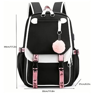 Foto 2 | Mochila MT color Negro para Escuela o Viajes Juvenil Puertos USB de Mujer
