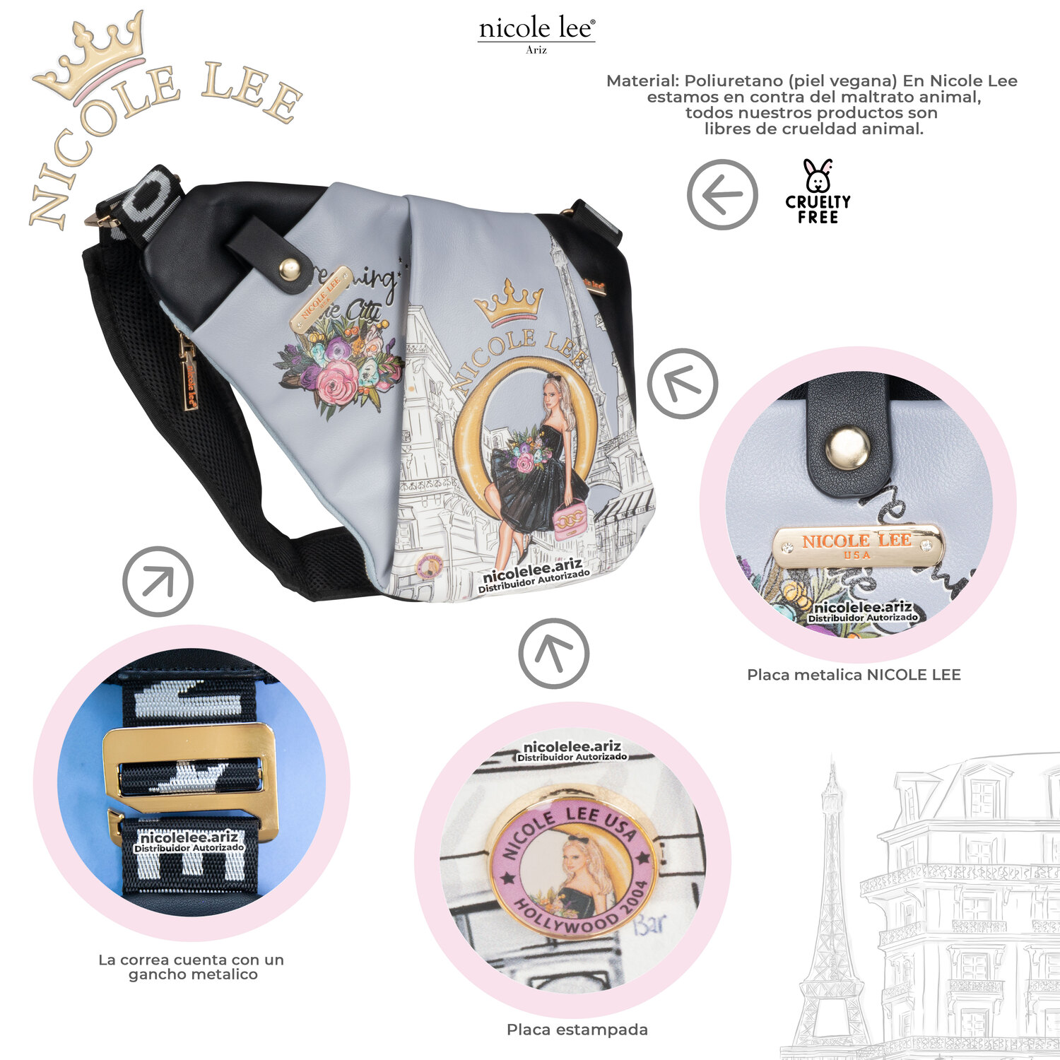 Foto 2 | Bandolera Miranda Nicole Lee con Cierres Dreaming The City