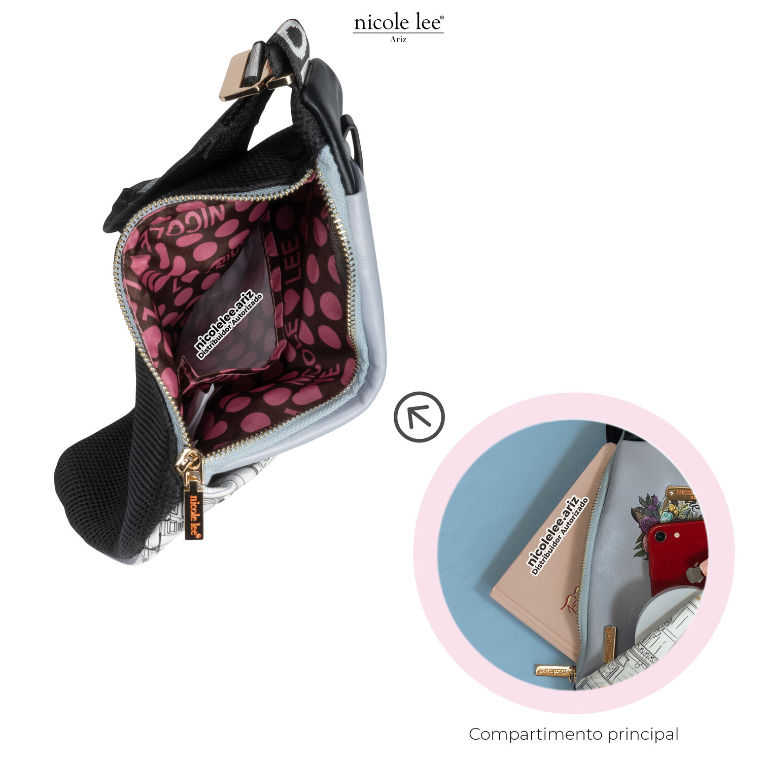 Foto 4 pulgar | Bandolera Miranda Nicole Lee con Cierres Dreaming The City