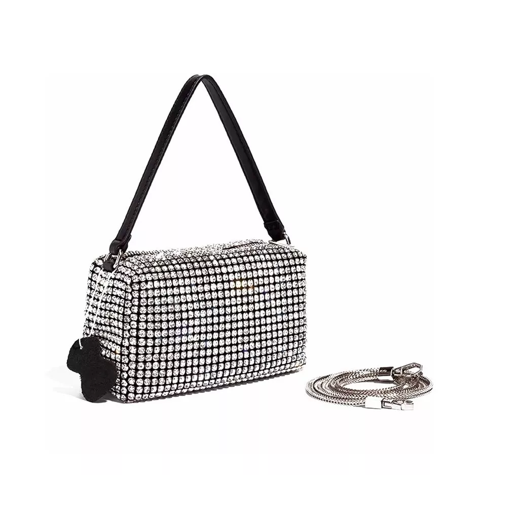 Foto 2 pulgar | Bolsa Bandolera Belug con Brillantes color Plata para Mujer