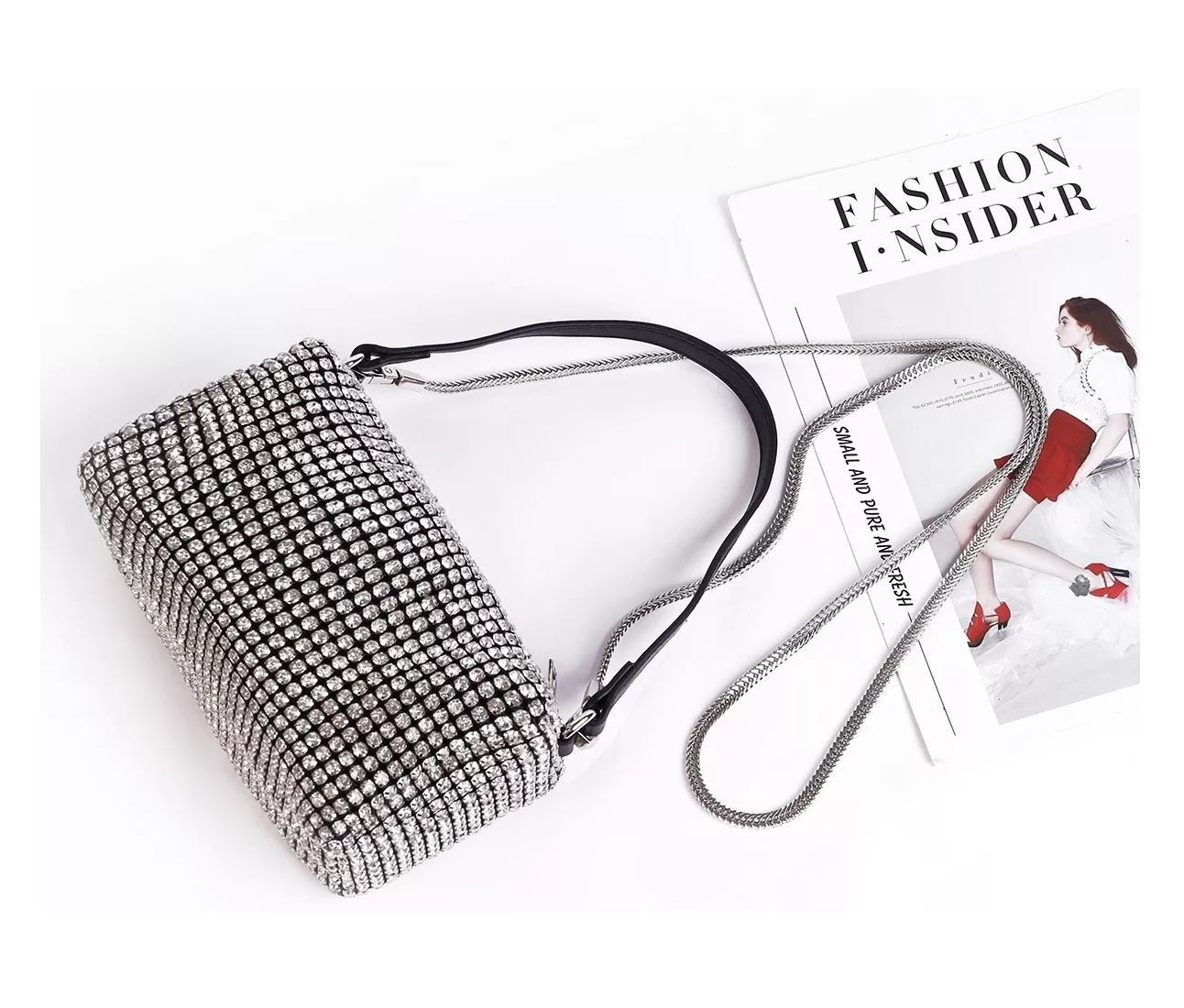 Foto 4 | Bolsa Bandolera Belug con Brillantes color Plata para Mujer