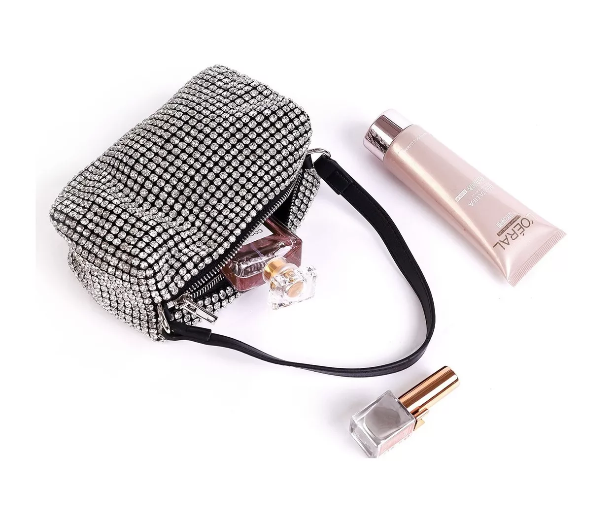 Foto 6 pulgar | Bolsa Bandolera Belug con Brillantes color Plata para Mujer