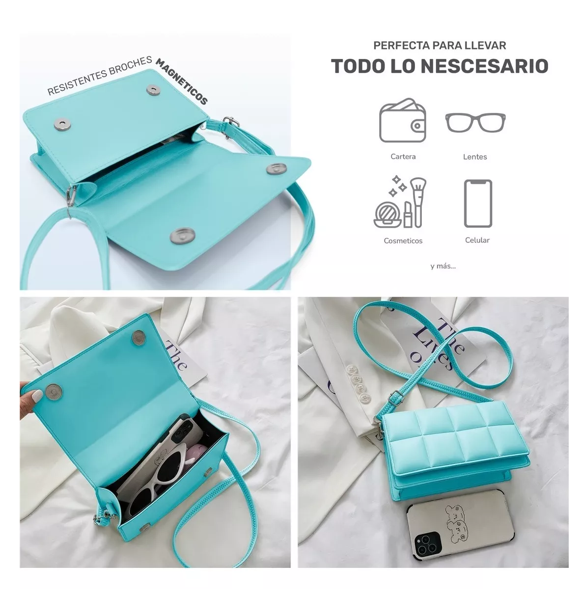 Foto 3 pulgar | Bolsa Crossbody BELUG Bandolera Mensajera Dama Azul
