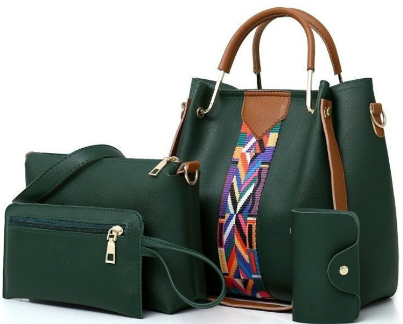 Foto 2 pulgar | Set de 4 Bolsas Bandoleras Shendy Vendy Cosmetiquera Cartera Verde Oscuro para Mujer
