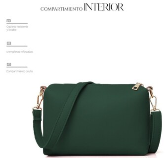 Foto 3 | Set de 4 Bolsas Bandoleras Shendy Vendy Cosmetiquera Cartera Verde Oscuro para Mujer