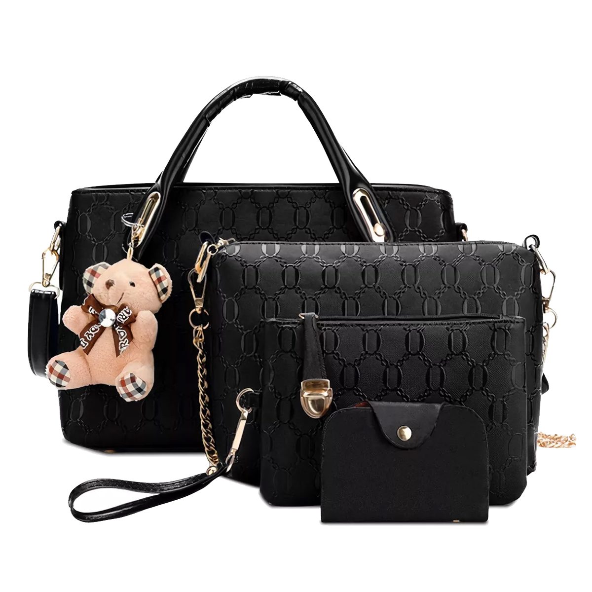 Set 4 Bolsos Impermeables color Negro Casual para Mujer