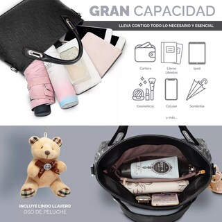 Foto 2 | Set 4 Bolsos Impermeables color Negro Casual para Mujer