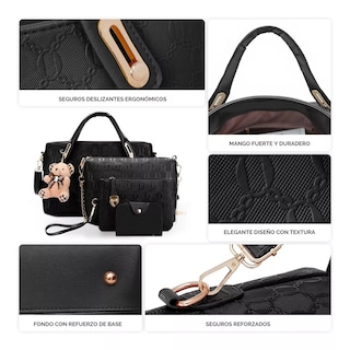 Foto 3 | Set 4 Bolsos Impermeables color Negro Casual para Mujer