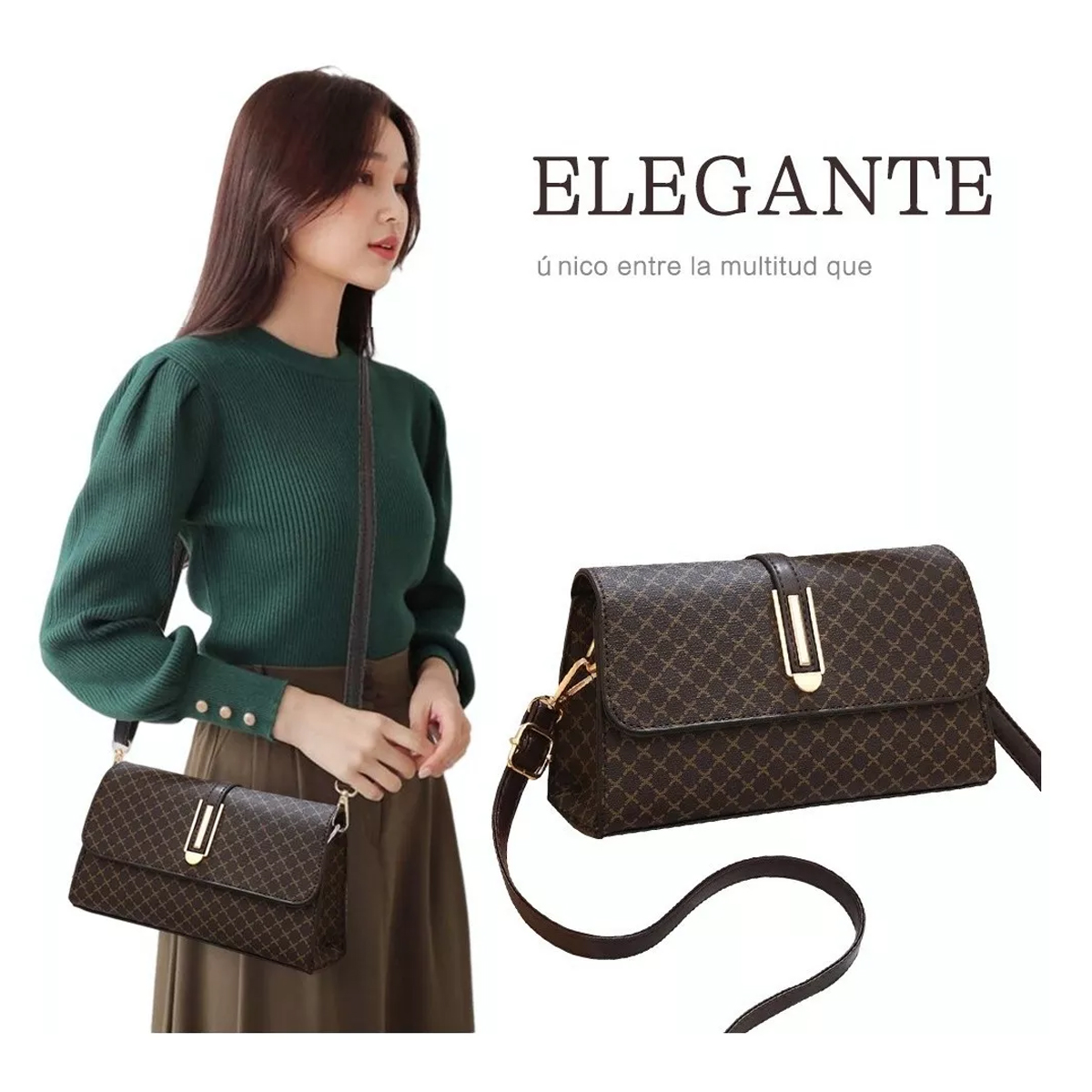Foto 2 | Bolso Bandolera Genérico para Mujer Crossbody color Marrón