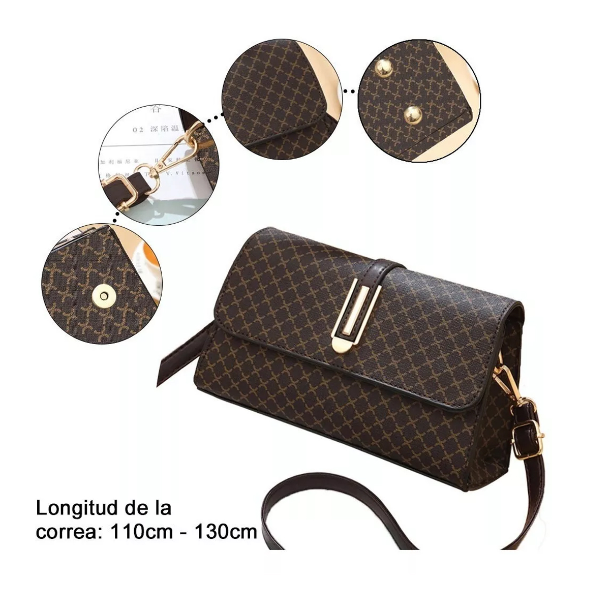 Foto 3 | Bolso Bandolera Genérico para Mujer Crossbody color Marrón