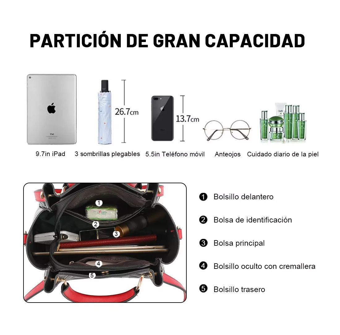 Foto 3 pulgar | Bolsa Mochila BELUG Gran Capacidad Negra para Dama