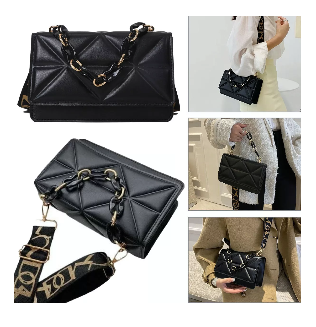 Foto 5 | Bolsa Bandolera Belug color Negro para Mujer
