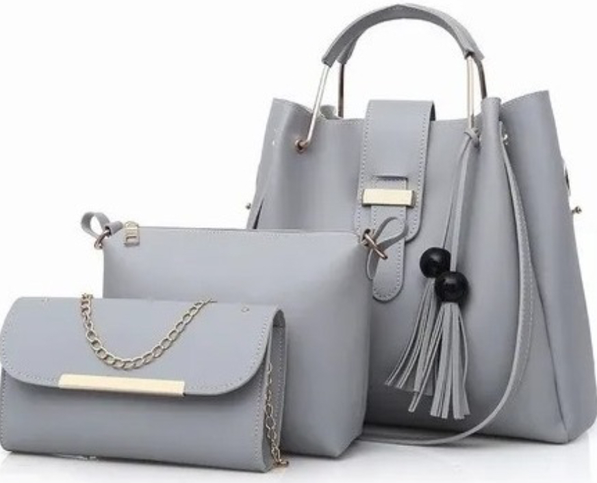 Bolsas Bandoleras Funbu color Gris 3 Piezas