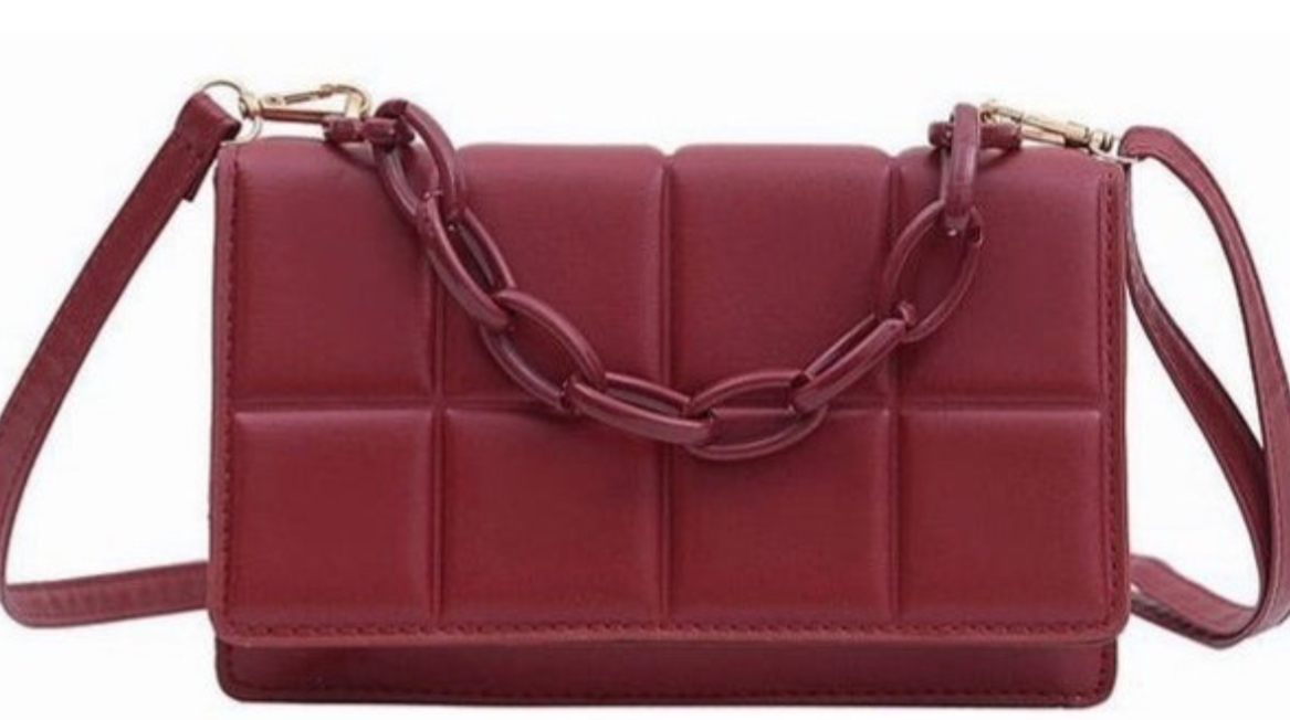 Bolso FUNBU a Cuadros Hombro Oblicuo Portátil 2 en 1 Rojo para Mujer