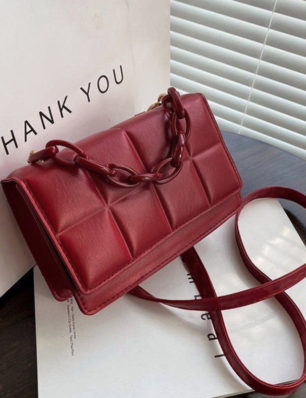 Foto 2 | Bolso FUNBU a Cuadros Hombro Oblicuo Portátil 2 en 1 Rojo para Mujer