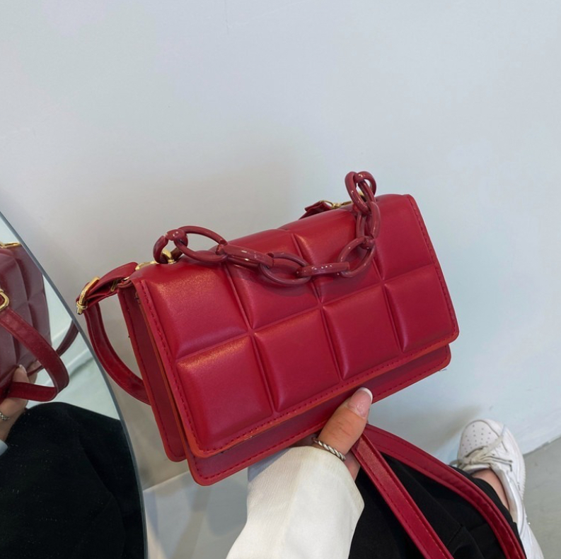 Foto 4 | Bolso FUNBU a Cuadros Hombro Oblicuo Portátil 2 en 1 Rojo para Mujer