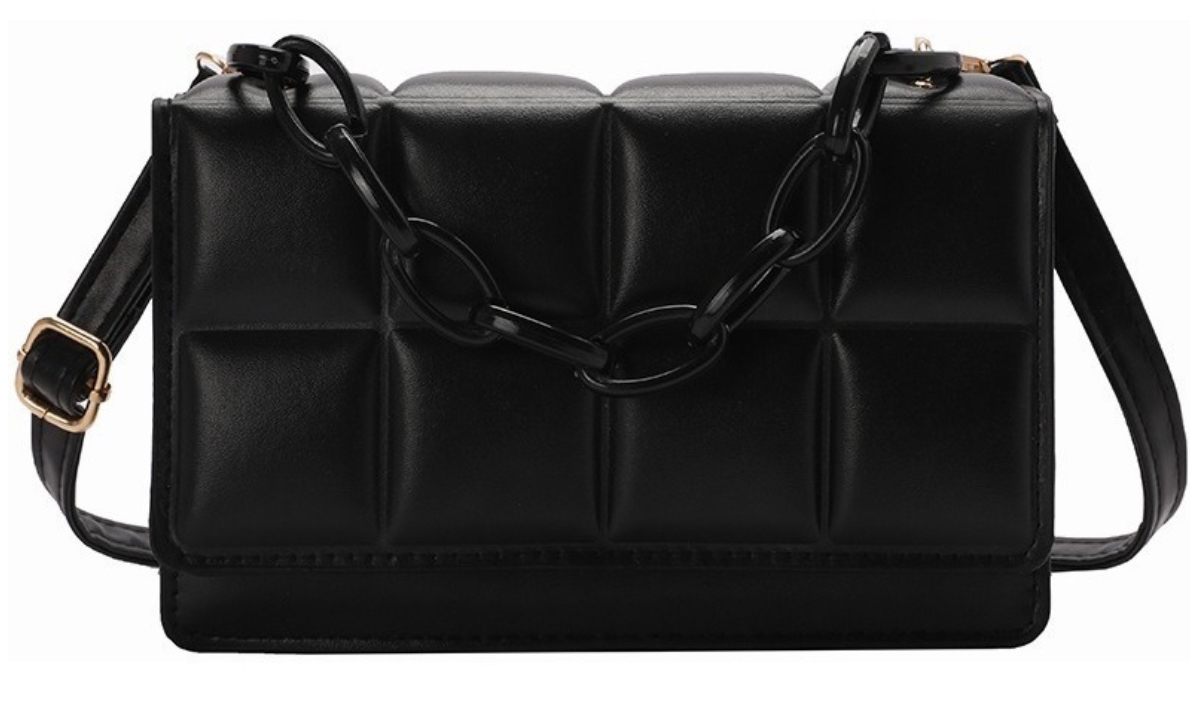 Foto 2 pulgar | Bolso FUNBU Cuadros Hombro Oblicuo Portátil 2 en 1 Negro para Mujer