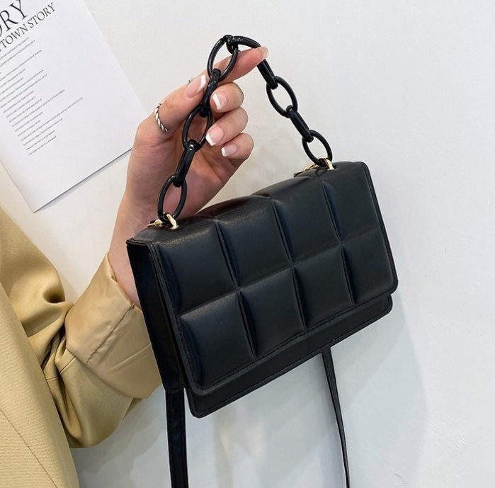 Foto 4 pulgar | Bolso FUNBU Cuadros Hombro Oblicuo Portátil 2 en 1 Negro para Mujer