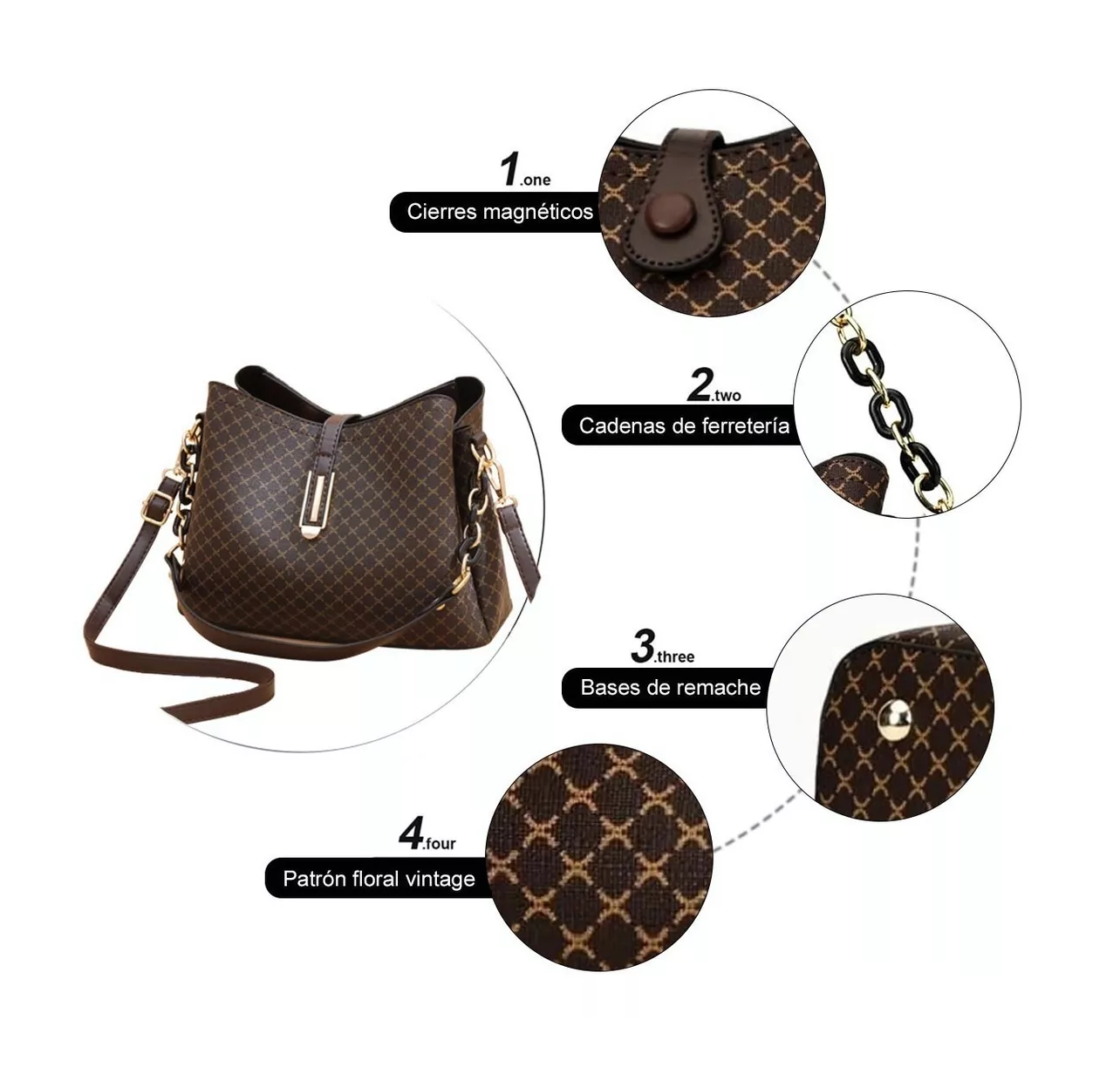 Foto 5 pulgar | Bolso BELUG Cuero color Café para Mujer