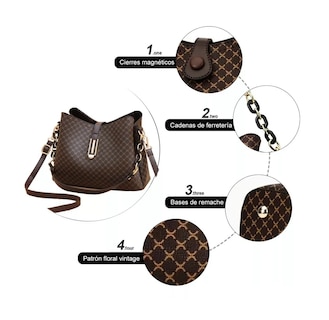 Foto 4 | Bolso BELUG Cuero color Café para Mujer